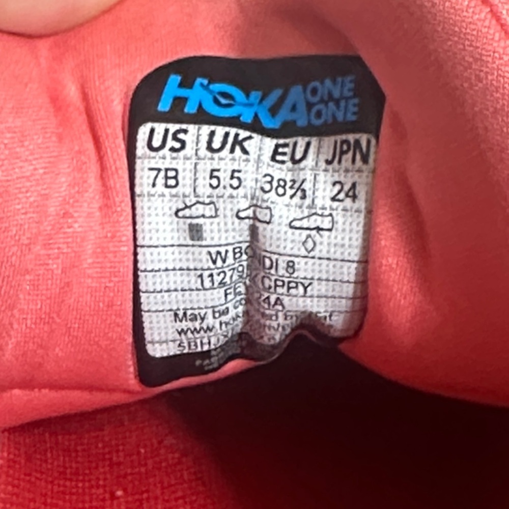 Hoka - Coral and Lime Athletic Shoes - Picture 2 of 7